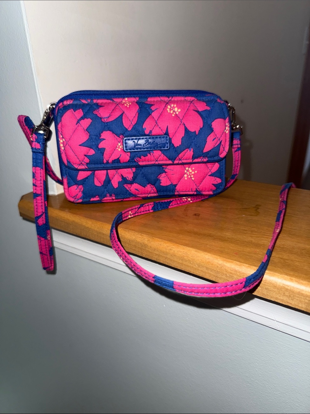 Art Poppies Vera Bradley Navy and Hot Pink Floral Crossbody